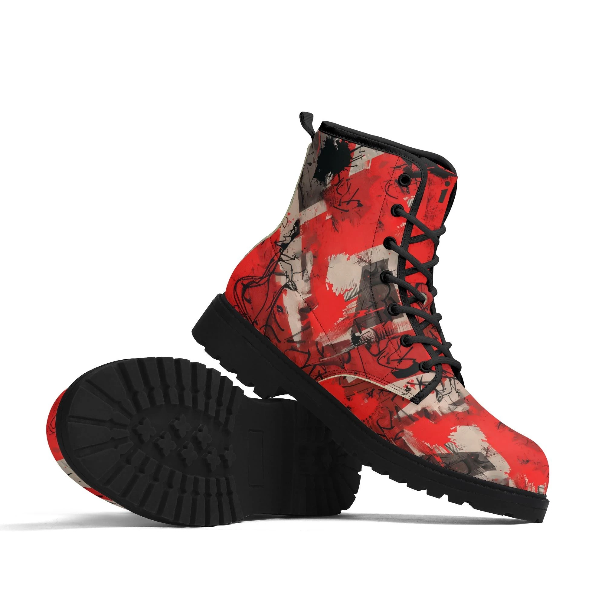 Botas de hombre "Attitude Over Approval" con diseño gráfico rojo y frase en el lateral