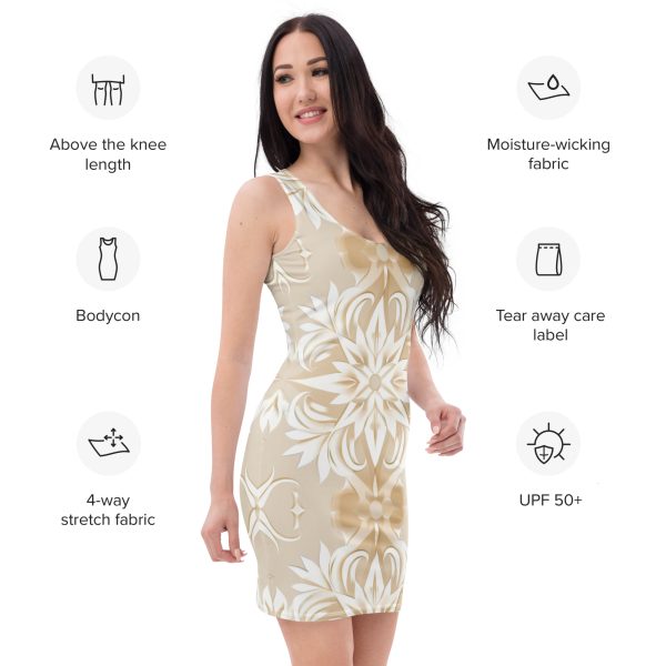 Vestido floral beige ajustado con diseño integral Soft Bloom BY IP