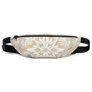 Riñonera floral beige Soft Bloom con diseño all-over y cinta negra ajustable.