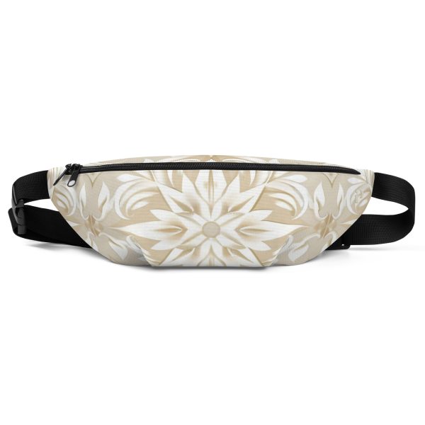 Riñonera floral beige Soft Bloom con diseño all-over y cinta negra ajustable.