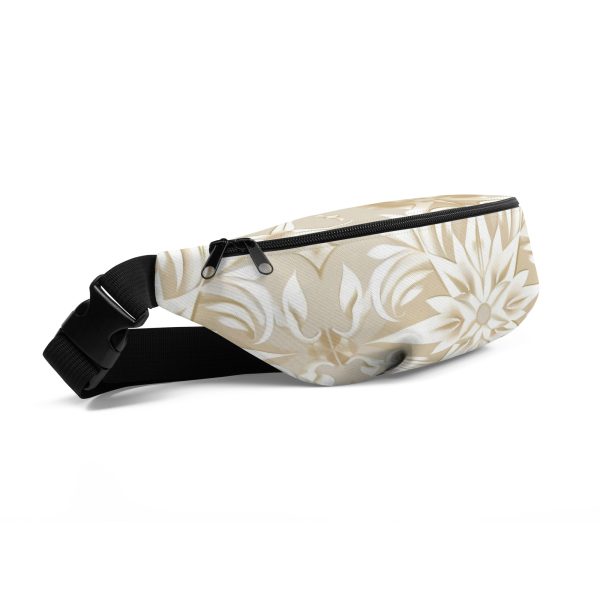 Riñonera floral beige Soft Bloom con diseño all-over y cinta negra ajustable.