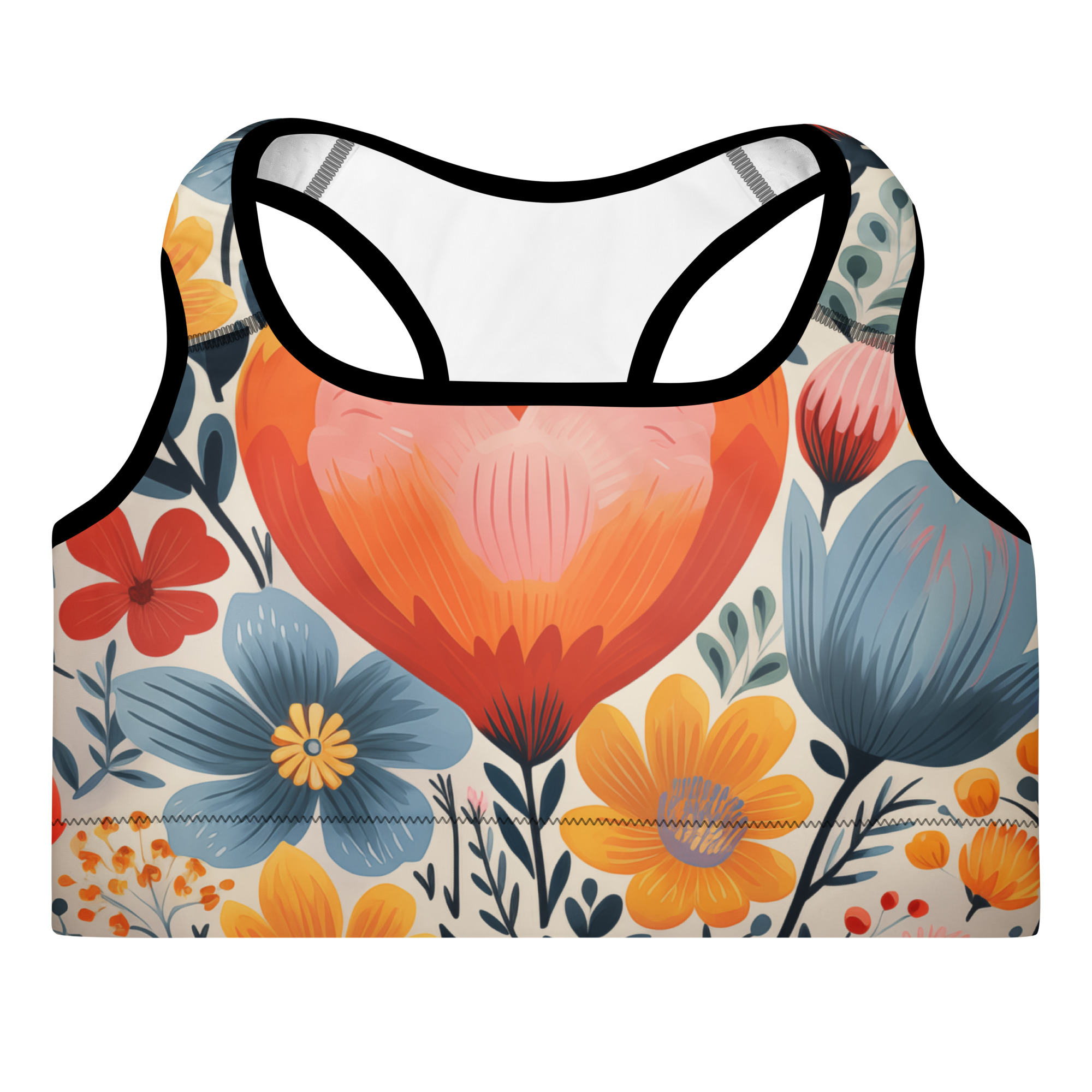 Sujetador deportivo estampado Flor Viva – diseño floral escandinavo
