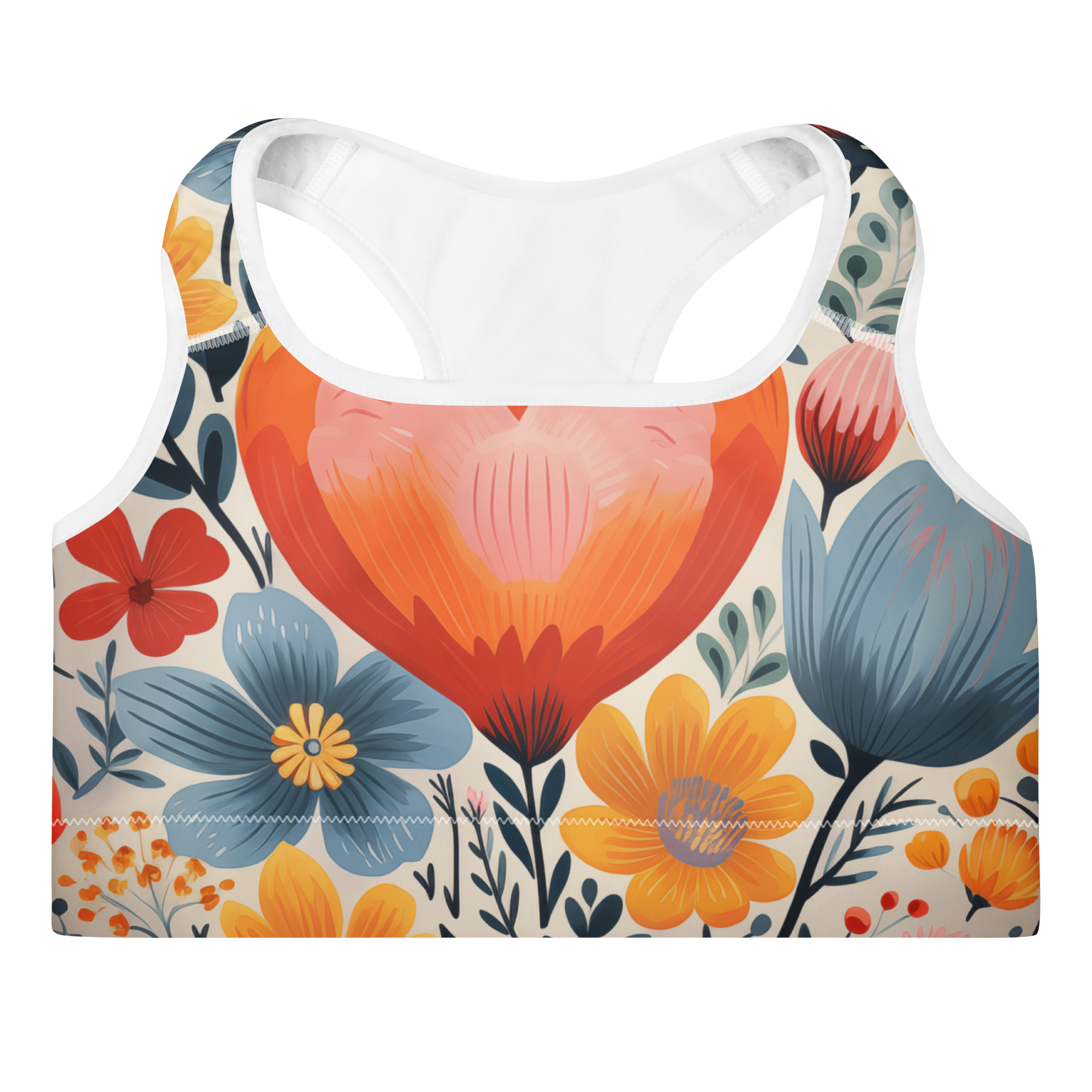 Sujetador deportivo estampado Flor Viva – diseño floral escandinavo