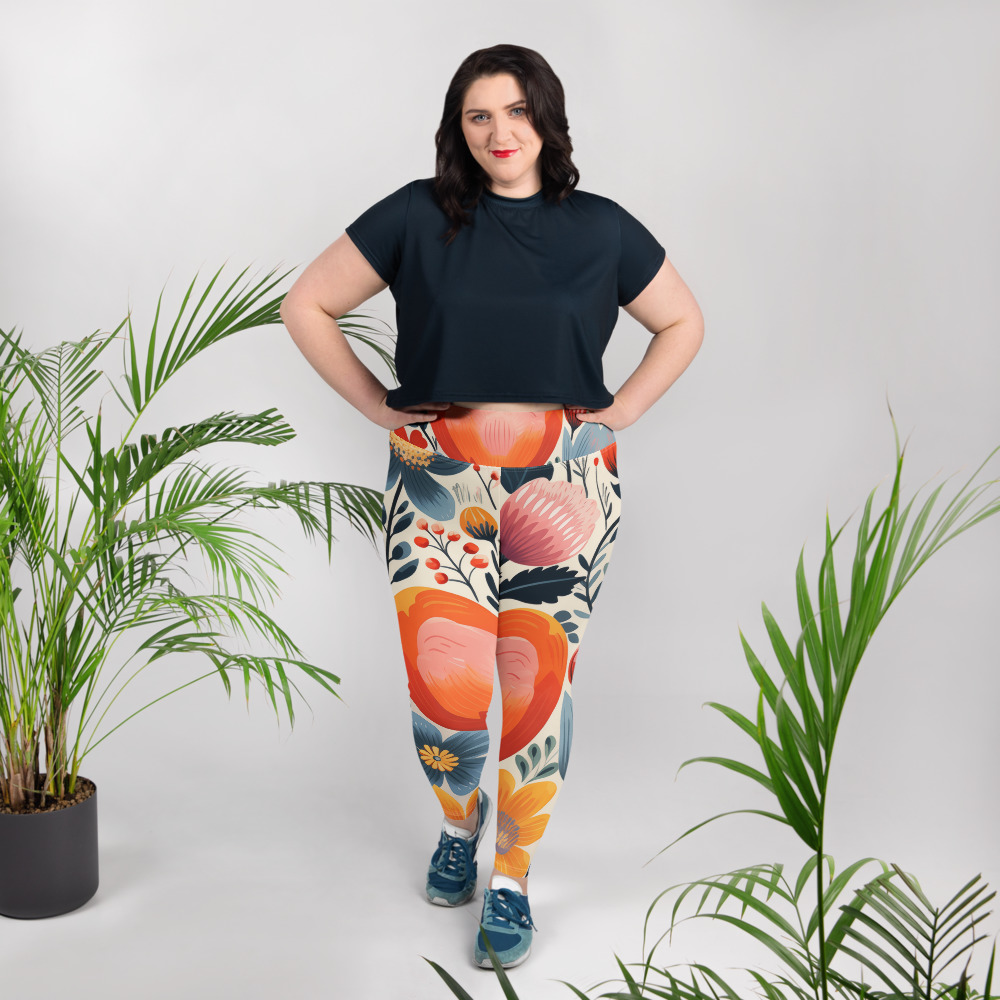 Leggins talla grande florales con cintura alta – Colección Flor Viva de ImageFusion Prints