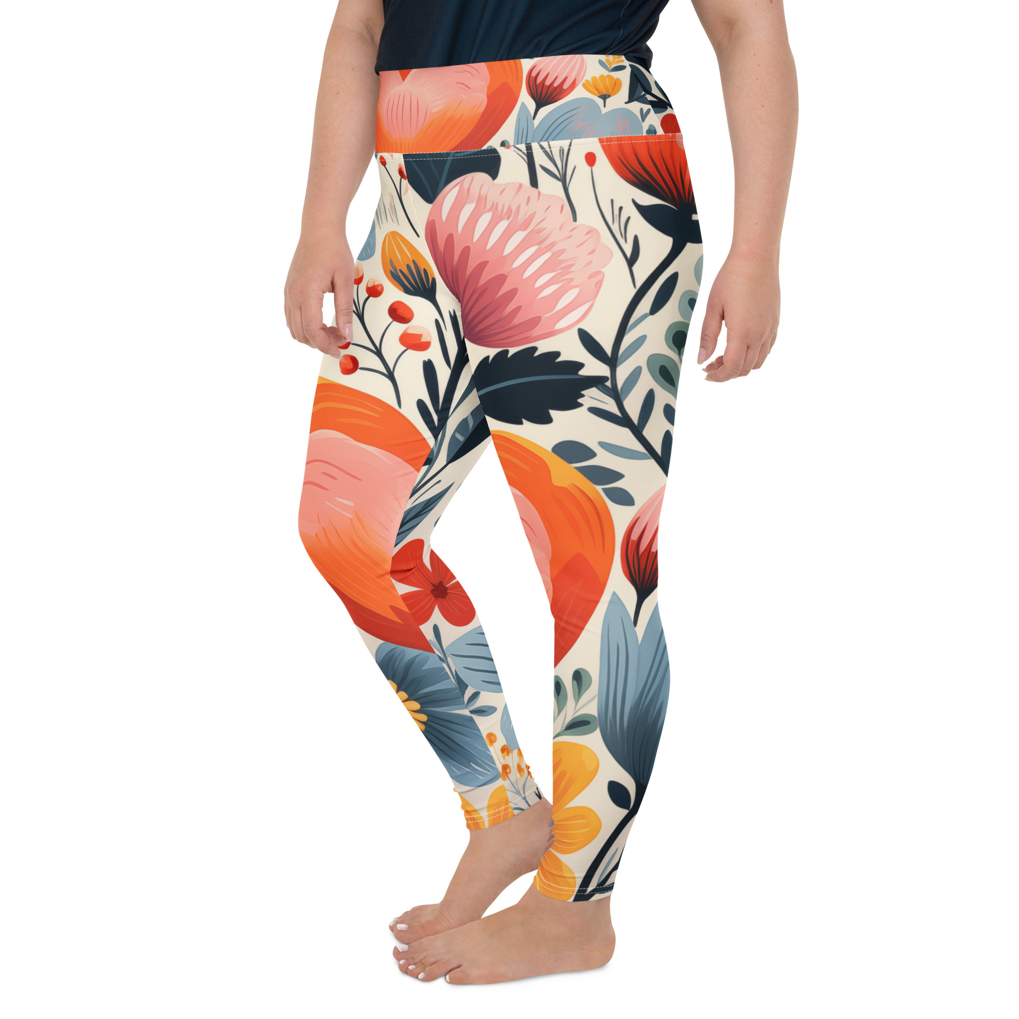 Leggins talla grande florales con cintura alta – Colección Flor Viva de ImageFusion Prints