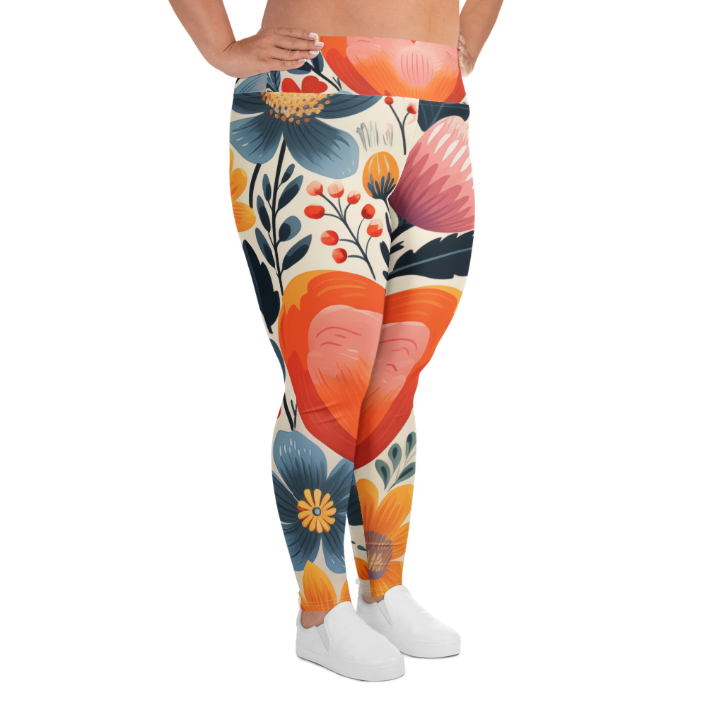 Leggins talla grande florales con cintura alta – Colección Flor Viva de ImageFusion Prints