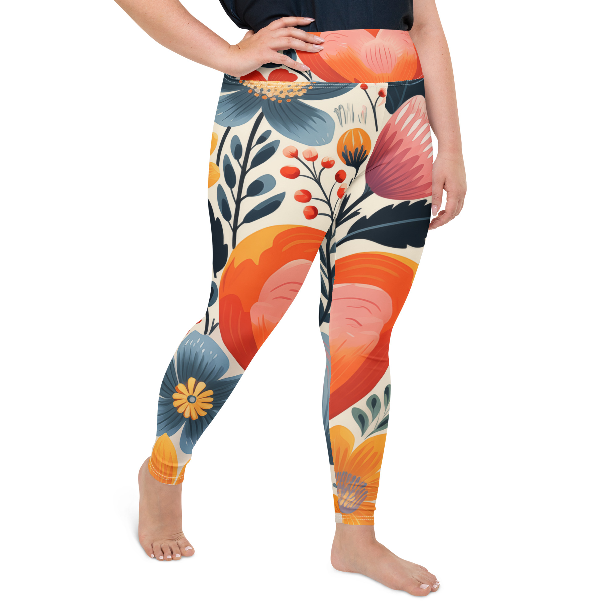 Leggins talla grande florales con cintura alta – Colección Flor Viva de ImageFusion Prints