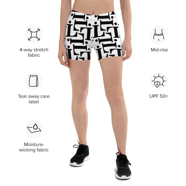 Pantalones cortos CODE NOIR – Estampado integral blanco y negro en modelo deportivo