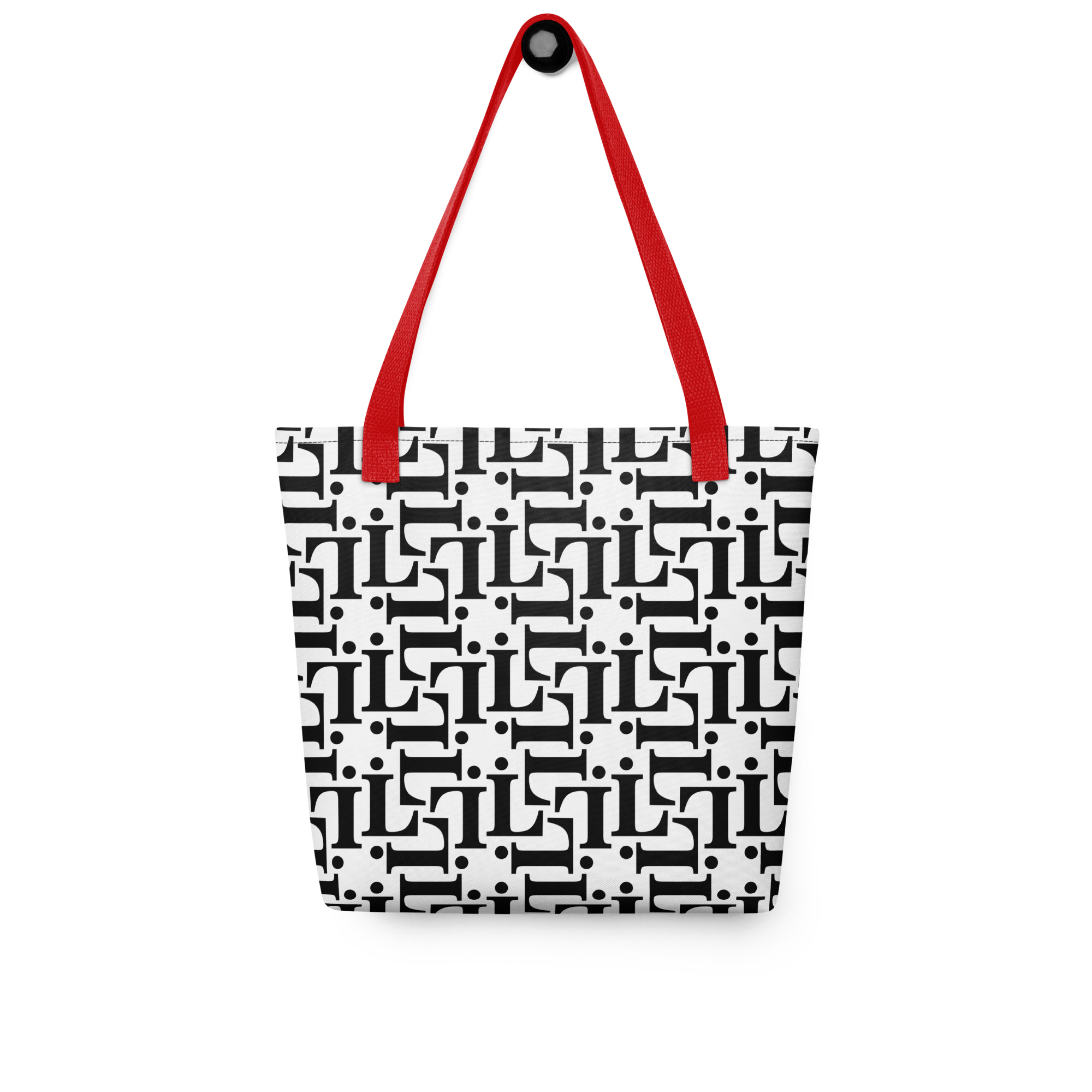 Bolsa tote CODE NOIR con diseño tipográfico en blanco y negro y asas negras