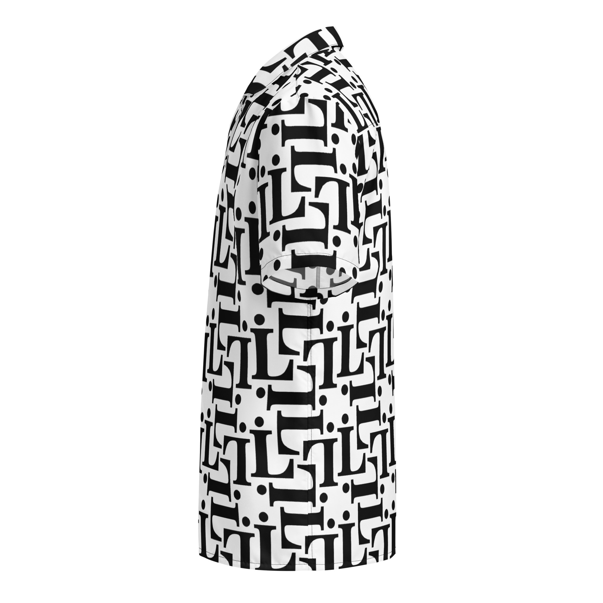 Camisa estampada CODE NOIR – modelo unisex con fondo blanco y diseño tipográfico negro