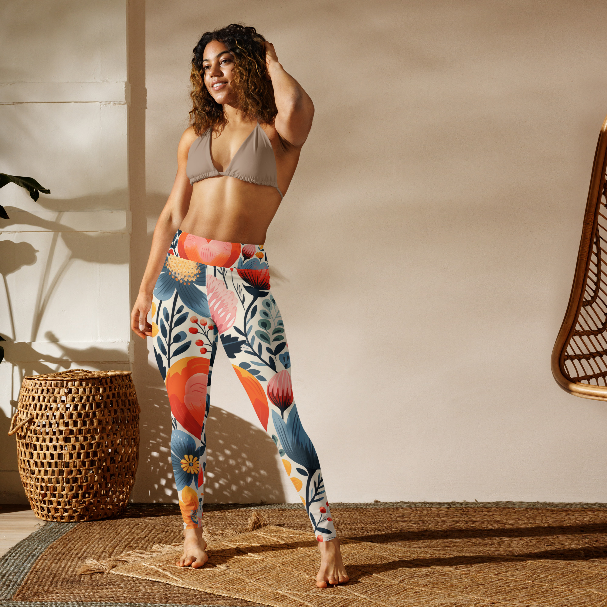 Leggings estilo escandinavo premium para mujer con estampado floral – Yoga y streetwear