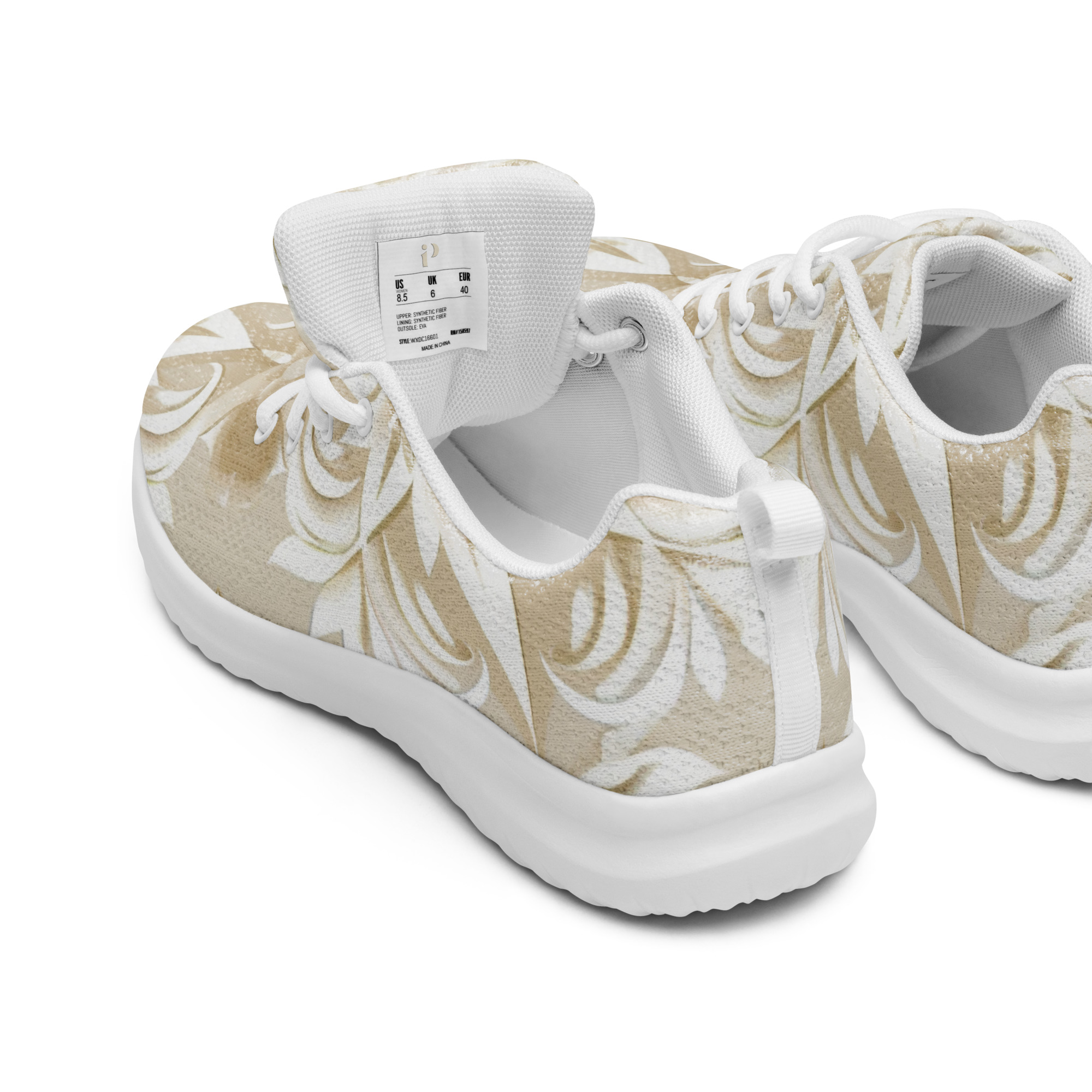 Zapatillas florales beige para mujer con diseño all-over y suela blanca – Soft Bloom