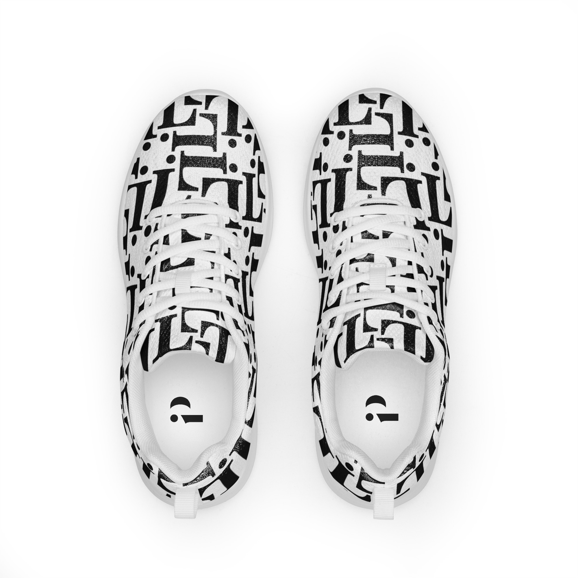 Zapatillas CODE NOIR blancas con diseño tipográfico negro y suela negra – vista lateral