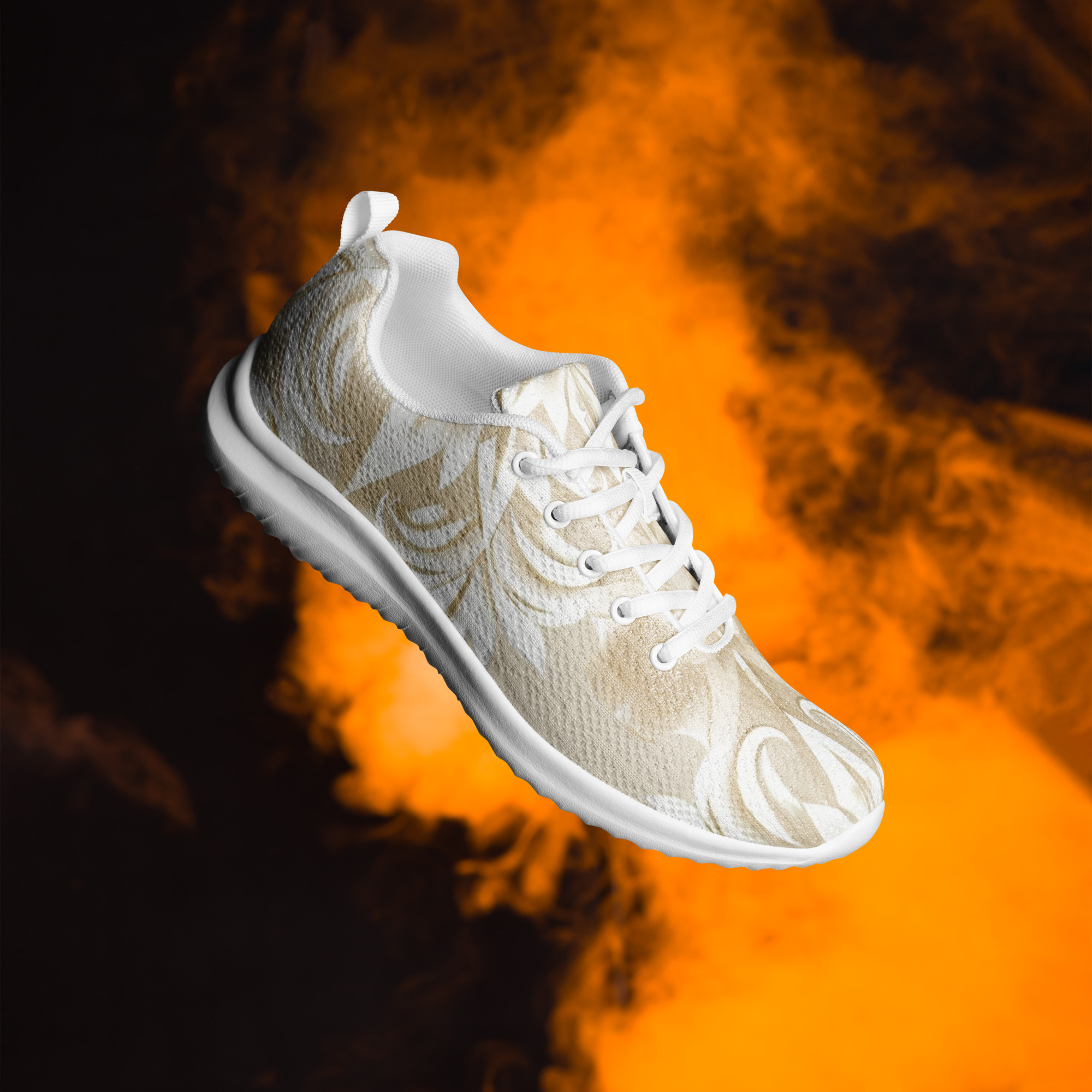 Zapatillas florales beige para mujer con diseño all-over y suela blanca – Soft Bloom