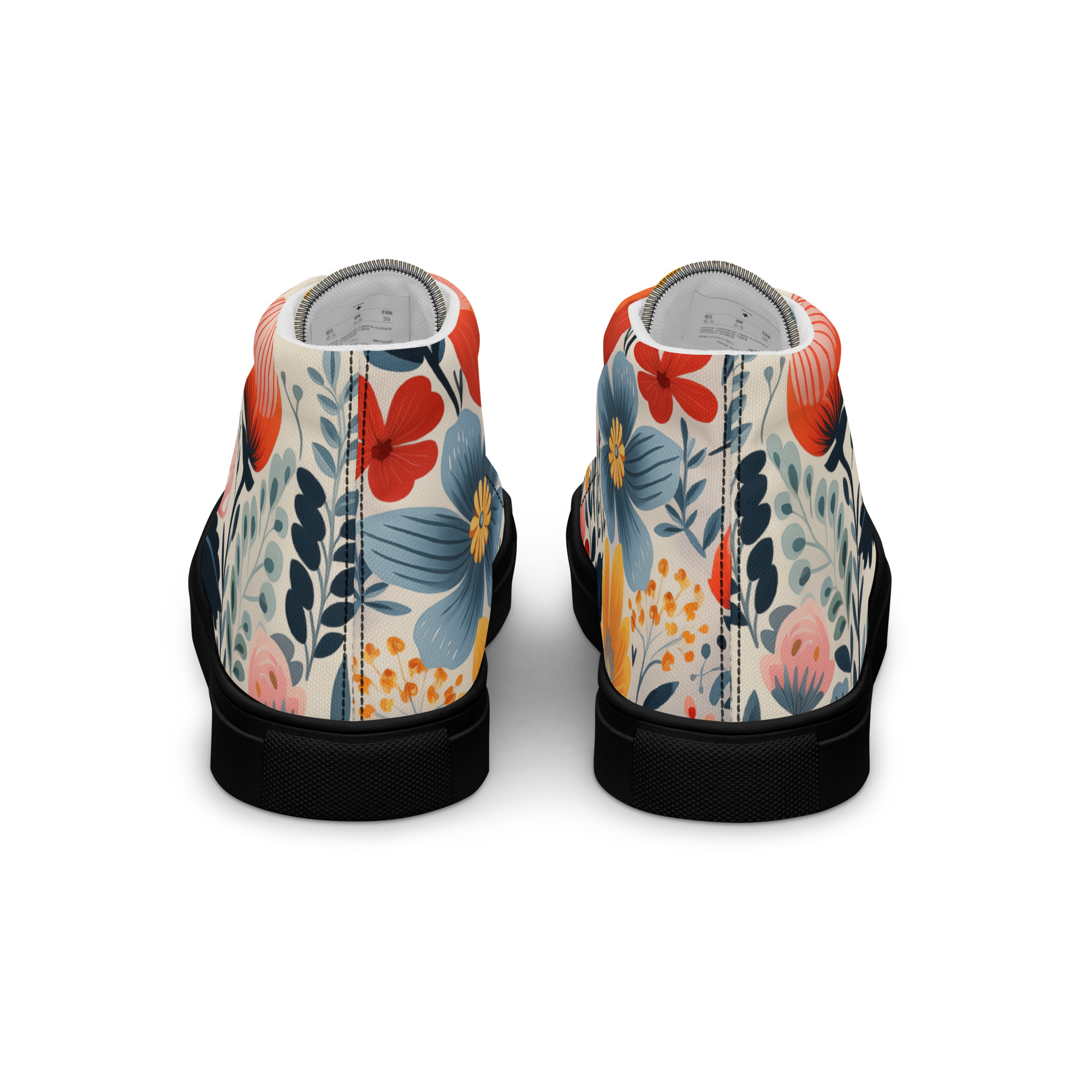 Zapatillas de lona caña alta mujer con estampado floral escandinavo – colección Flor Viva – ImageFusion Prints