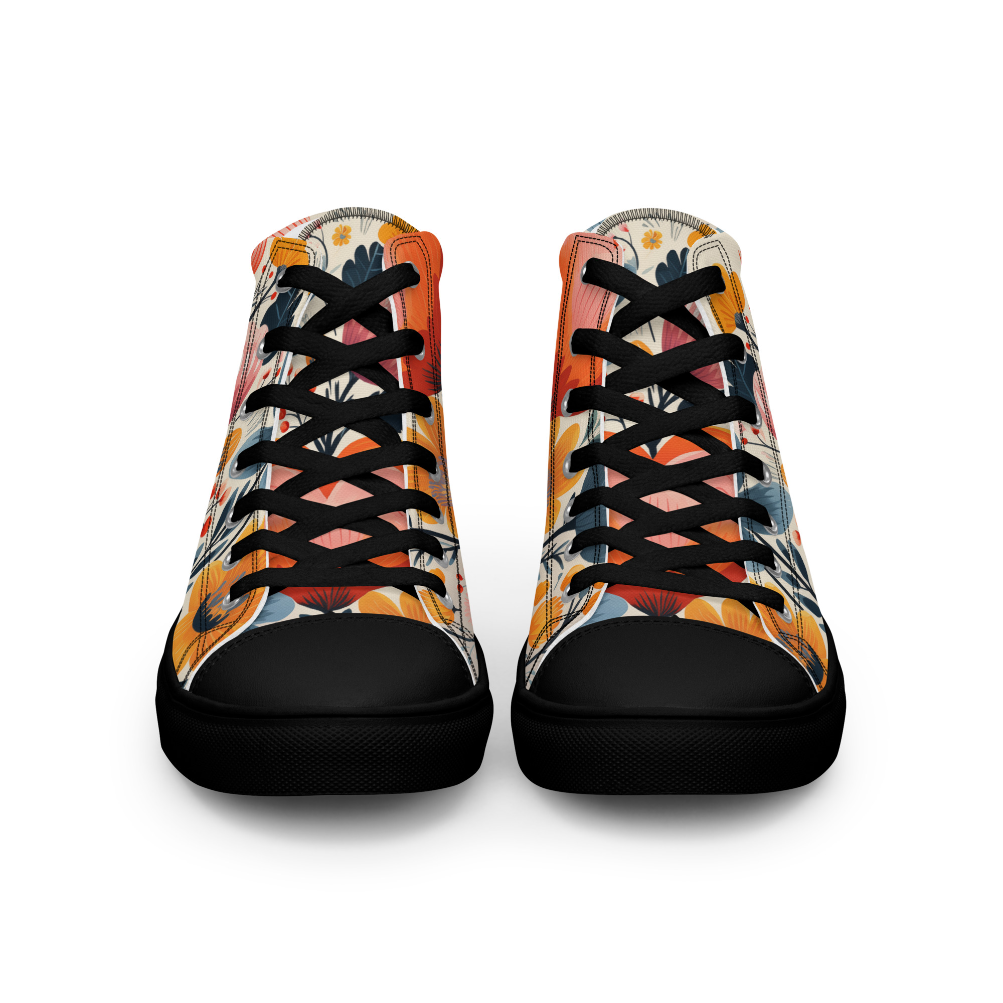 Zapatillas de lona caña alta mujer con estampado floral escandinavo – colección Flor Viva – ImageFusion Prints