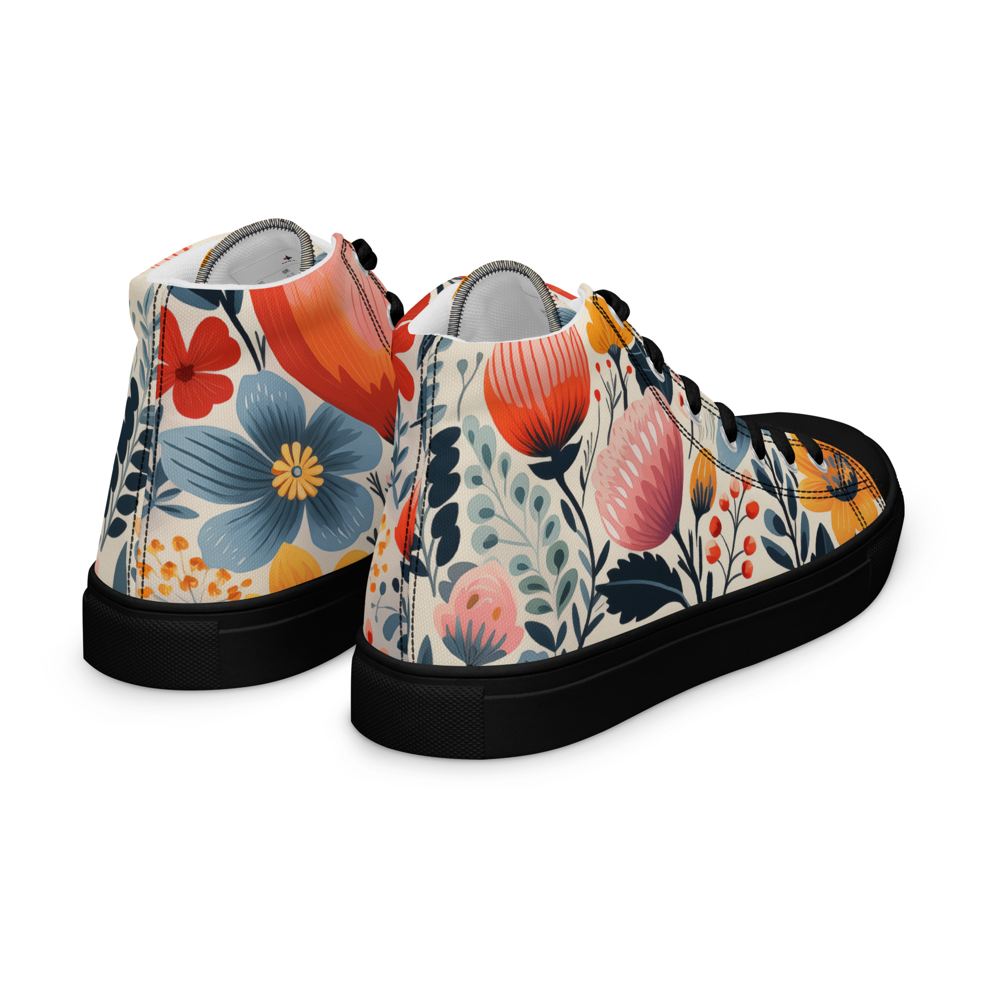 Zapatillas de lona caña alta mujer con estampado floral escandinavo – colección Flor Viva – ImageFusion Prints