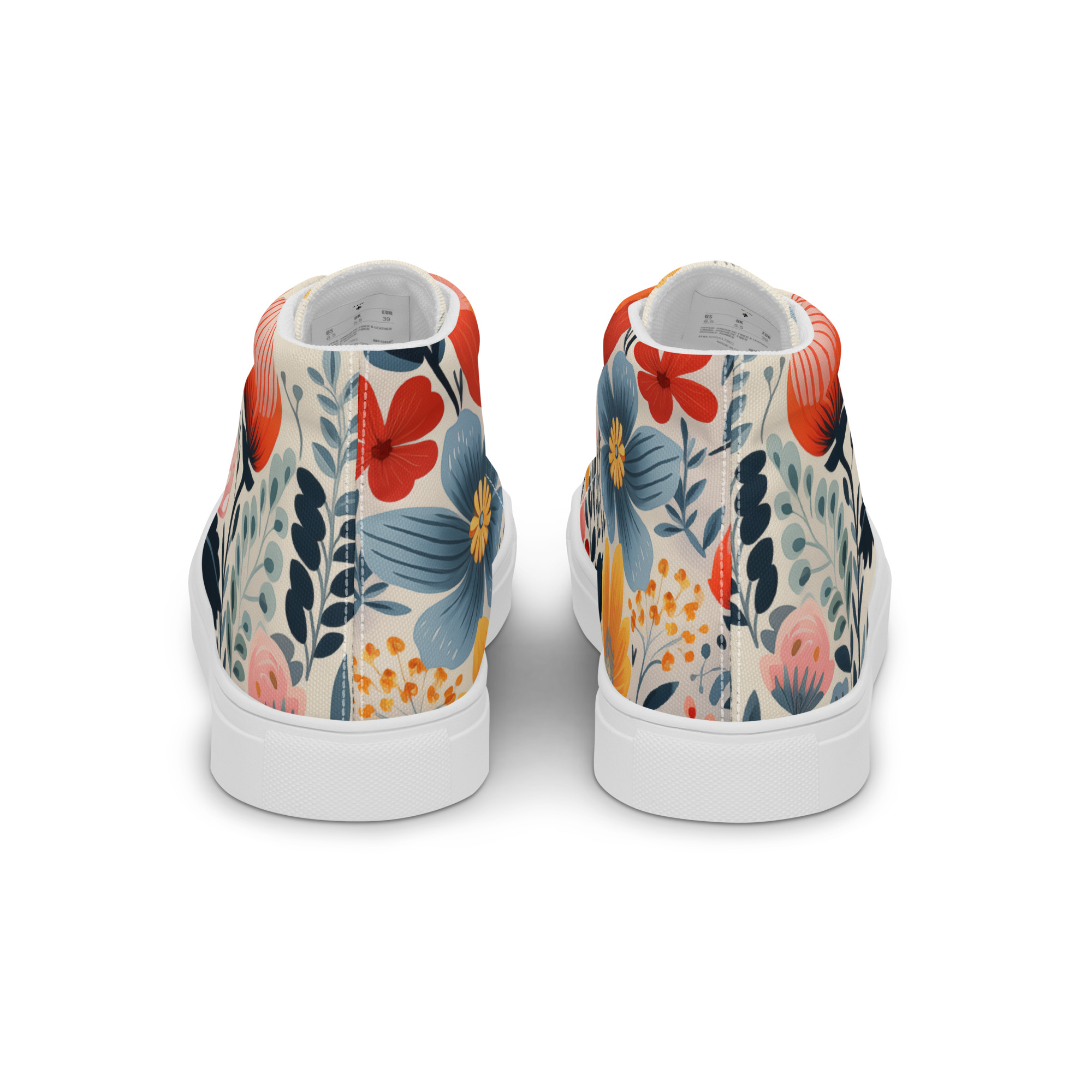 Zapatillas de lona caña alta mujer con estampado floral escandinavo – colección Flor Viva – ImageFusion Prints
