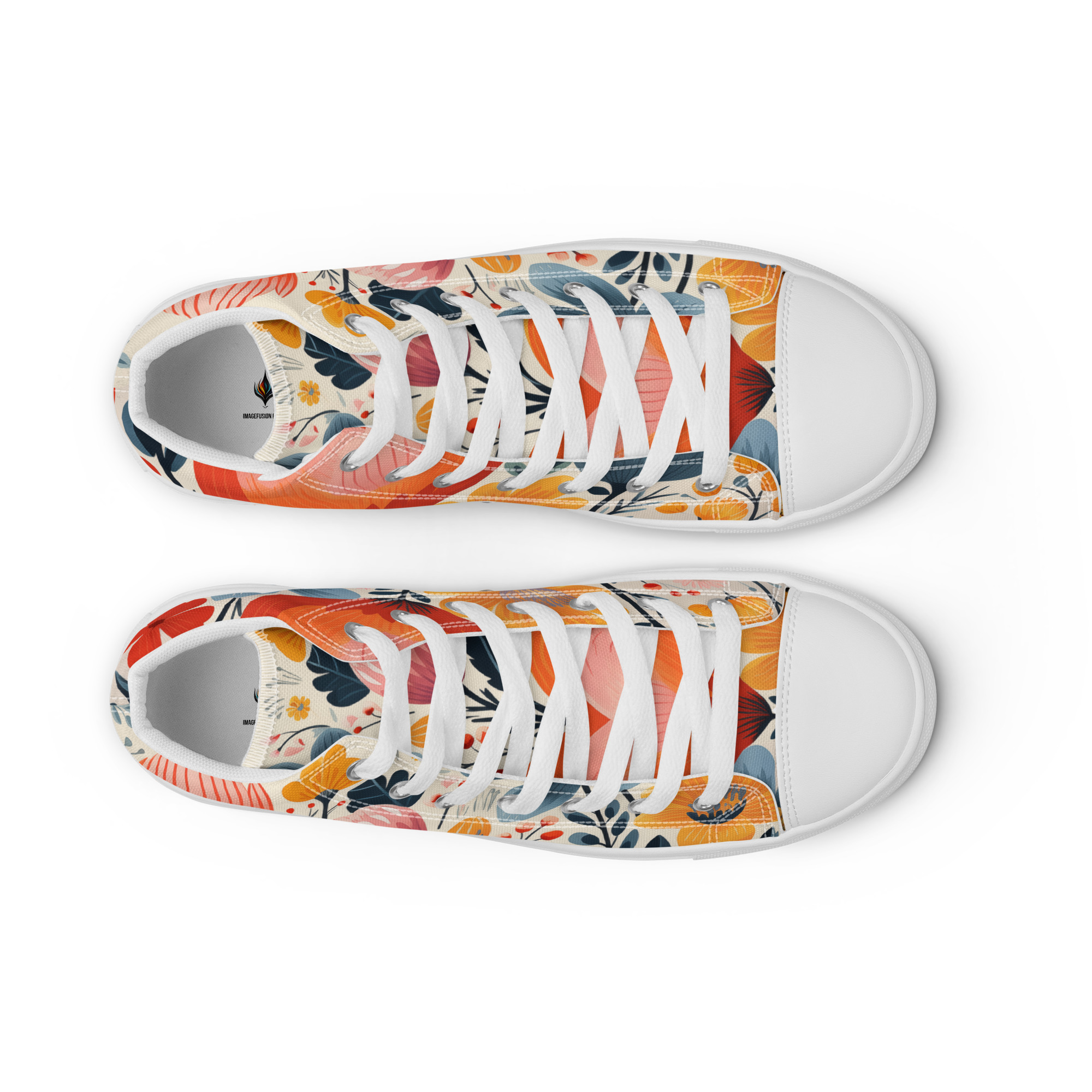 Zapatillas de lona caña alta mujer con estampado floral escandinavo – colección Flor Viva – ImageFusion Prints
