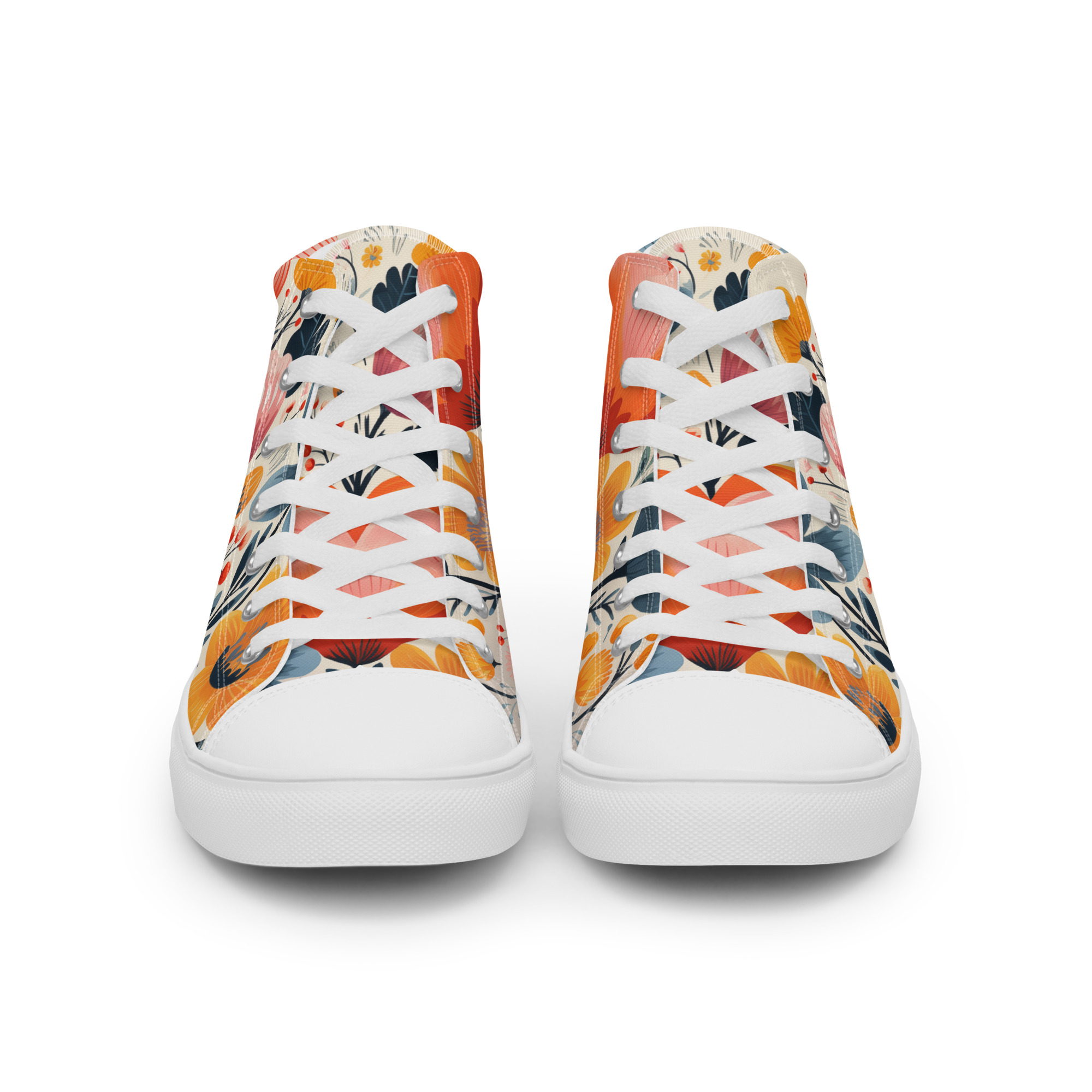 Zapatillas de lona caña alta mujer con estampado floral escandinavo – colección Flor Viva – ImageFusion Prints