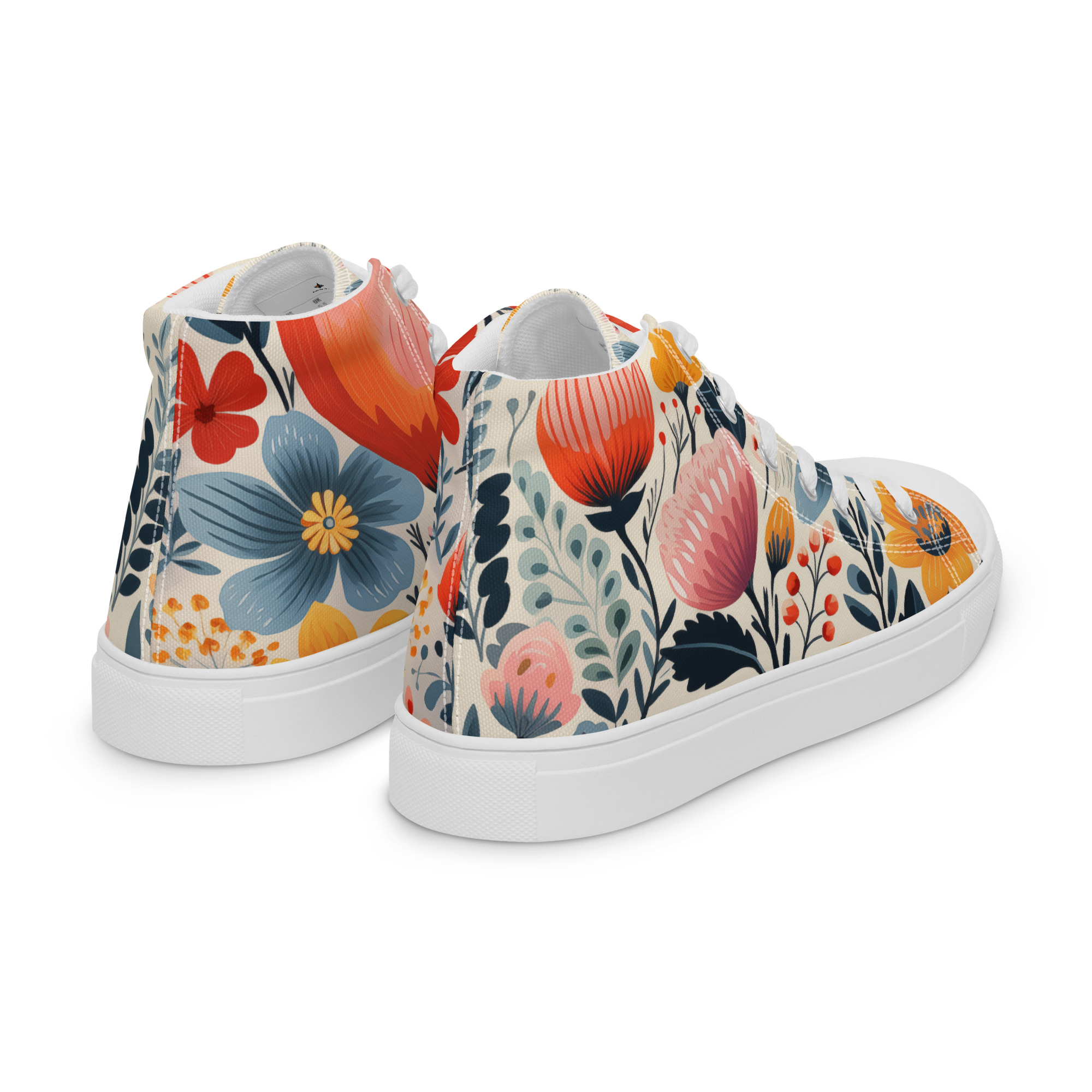 Zapatillas de lona caña alta mujer con estampado floral escandinavo – colección Flor Viva – ImageFusion Prints