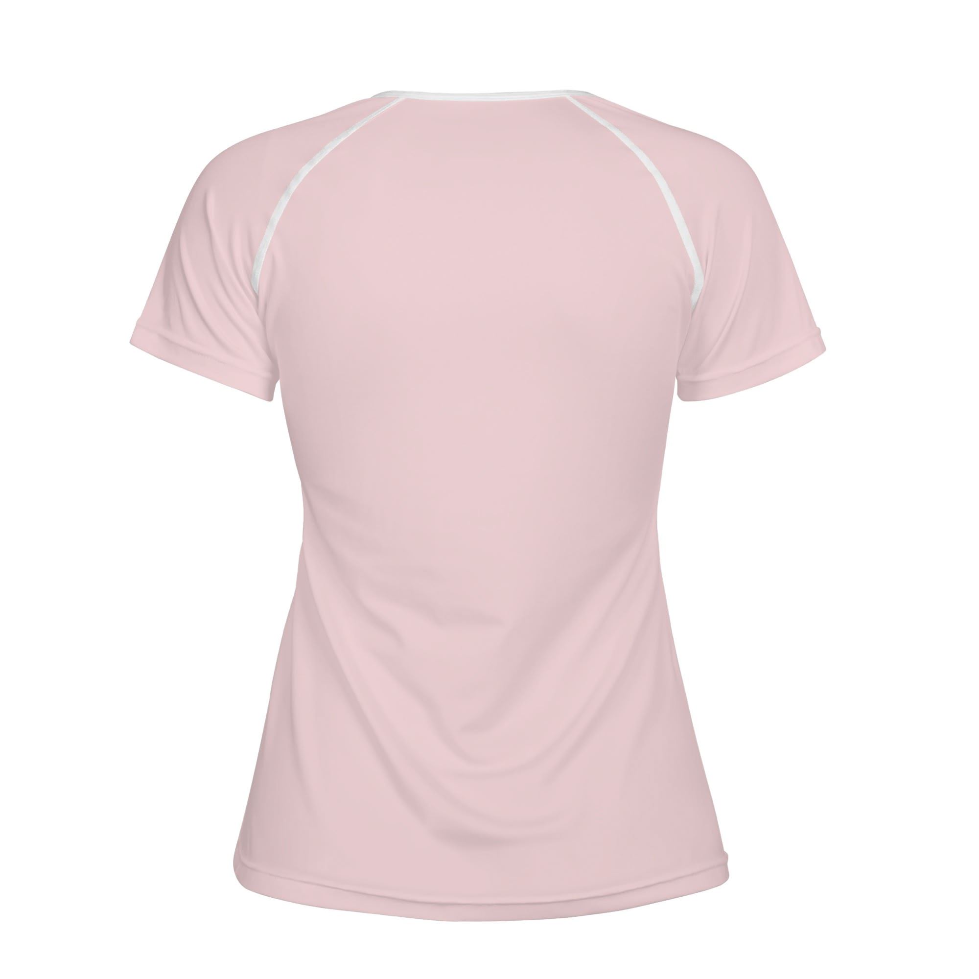 Camiseta rosa mujer con diseño kawaii de tres bubble teas sonrientes, fondo completo