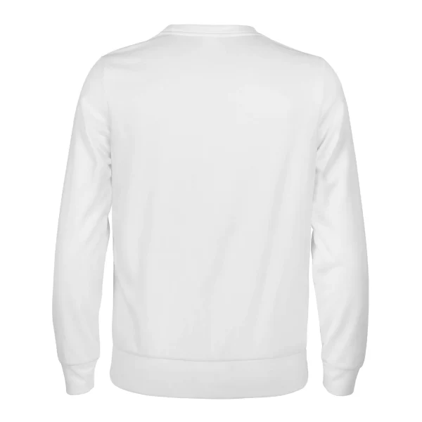 Sudadera blanca infantil con print de ramen dormido y huevo feliz, vista frontal y trasera.