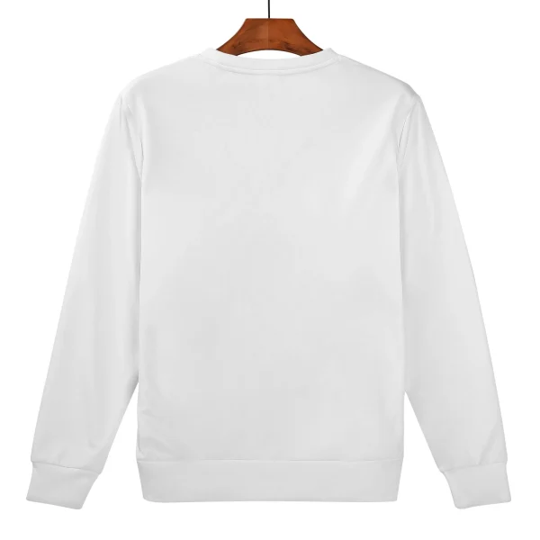 Sudadera blanca infantil con print de ramen dormido y huevo feliz, vista frontal y trasera.