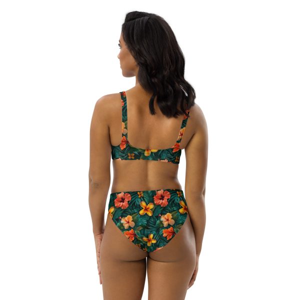 Bikini reciclado de talle alto Tropic Heat con estampado floral intenso