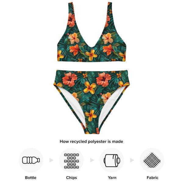 Bikini reciclado de talle alto Tropic Heat con estampado floral intenso