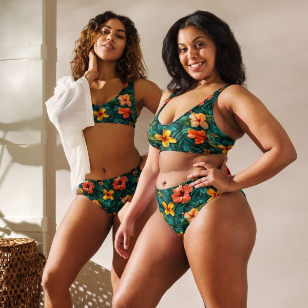 Bikini reciclado de talle alto Tropic Heat con estampado floral intenso
