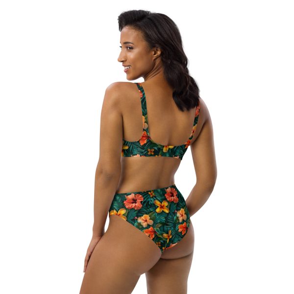 Bikini reciclado de talle alto Tropic Heat con estampado floral intenso