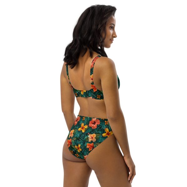 Bikini reciclado de talle alto Tropic Heat con estampado floral intenso