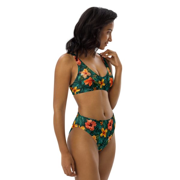 Bikini reciclado de talle alto Tropic Heat con estampado floral intenso